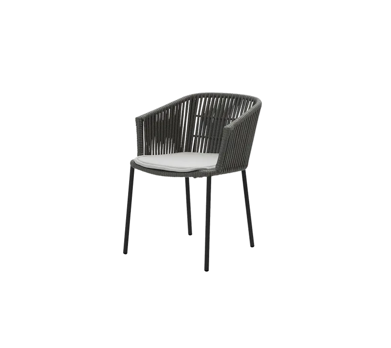 Moments chair, stackable de Cane-line en Dark grey, string open Soft Rope, Light grey, Natté – photo du produit 2 sur 2