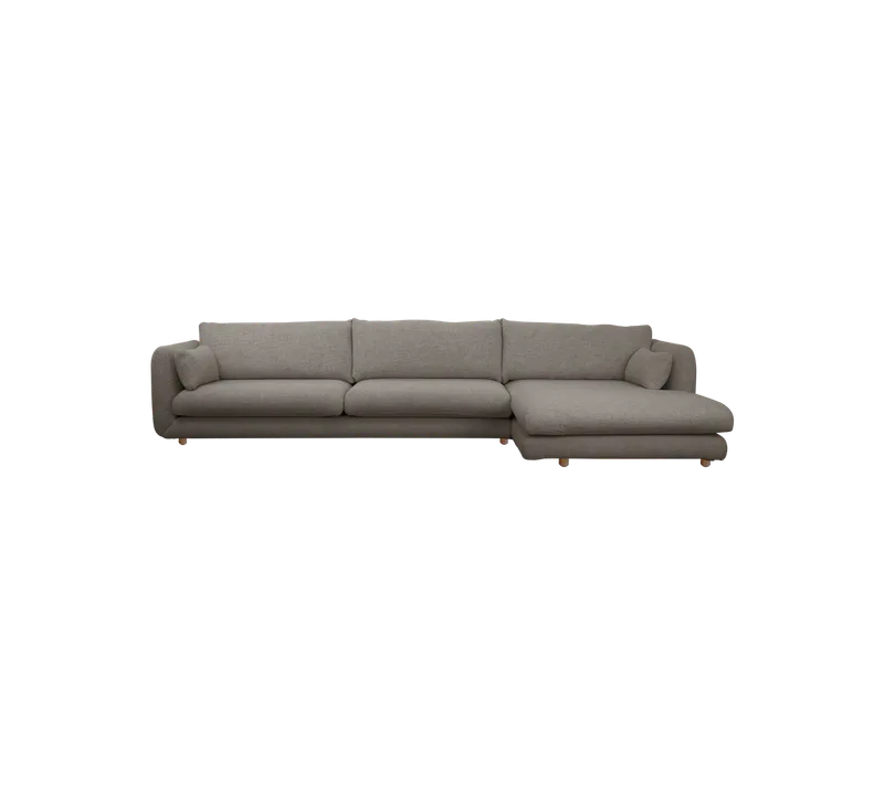 Bloom 3-seater sofa with chaise longue, left and teak legs by Cane-line in Light brown, Essence – product photo
