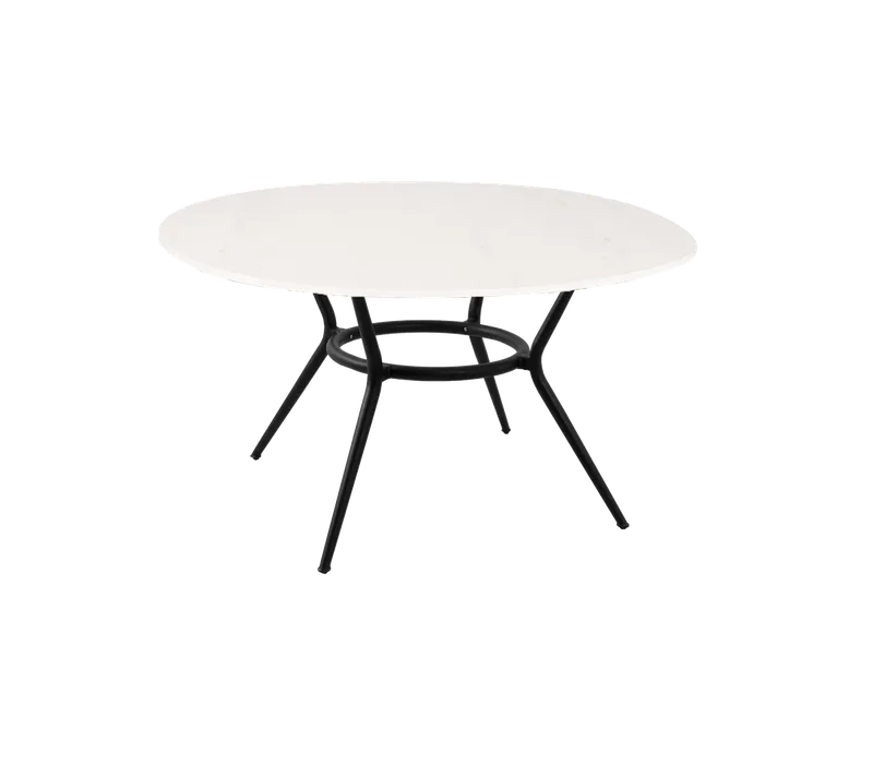 Joy dining table, dia. 144 cm by Cane-line in Lava grey, aluminium, Travertine look, Ceramic – product photo