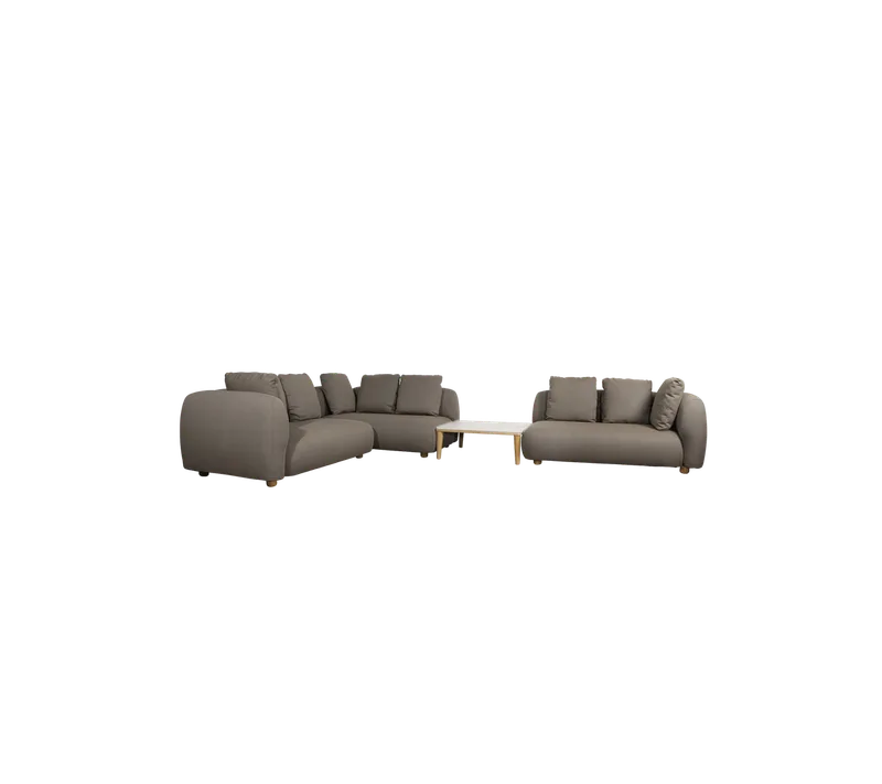 Capture corner sofa w/table & chaise lounge von Cane-line in Taupe, AirTouch w/QuickDry & Airflow – Produktfoto