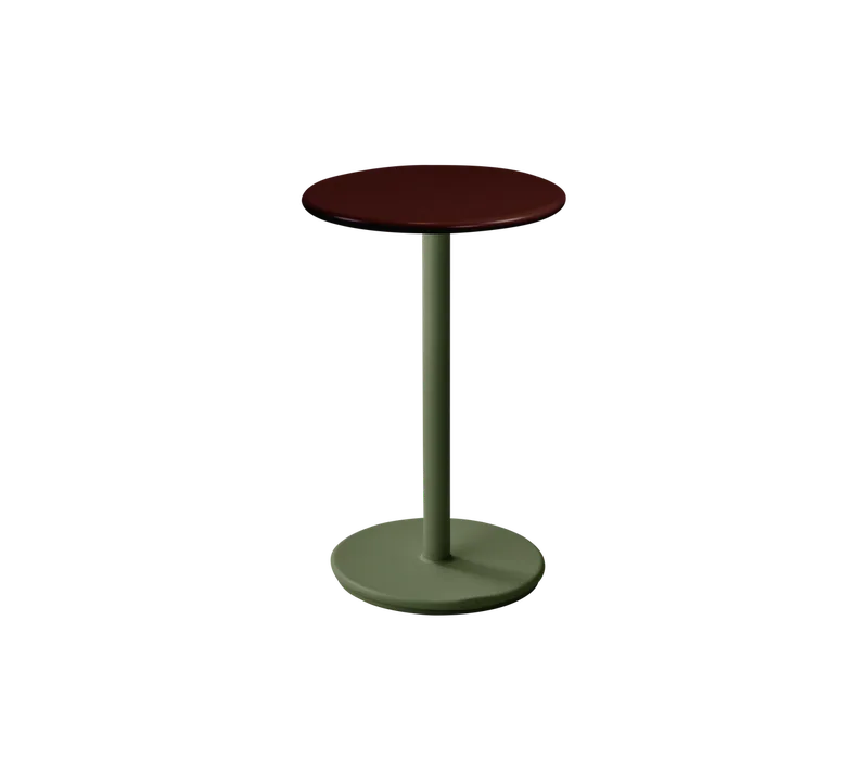Go café table dia. 45 cm van Cane-line in Dark green, aluminium, Burgundy, semi glossy aluminium – productfoto