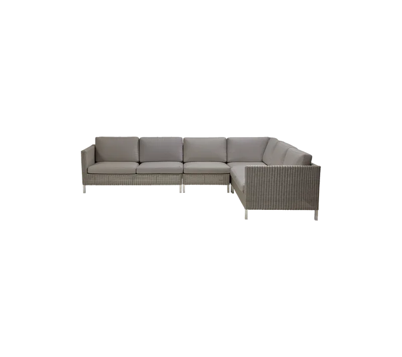 Connect modular corner sofa de Cane-line en Taupe, large round Weave incl. taupe Natté w/QuickDry & Airflow – photo du produit