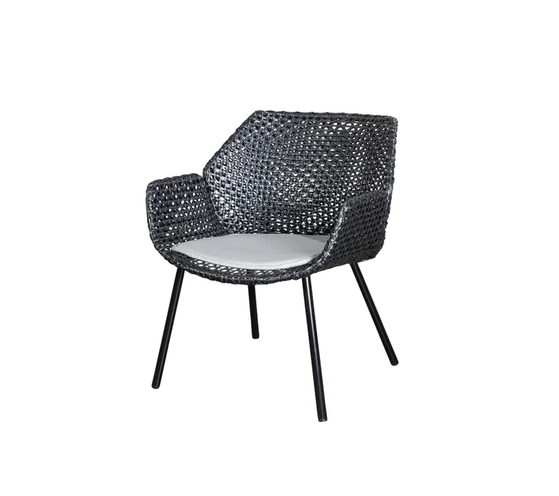 Vibe lounge chair by Cane-line in Black/graphite, small cross peel Weave, Light grey, Natté – product photo