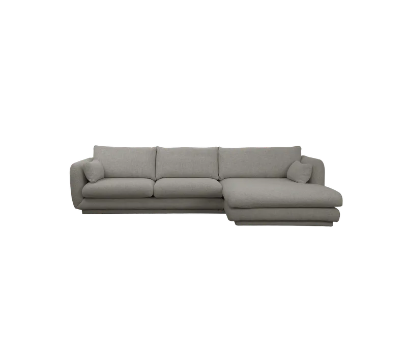 Bloom 2-seater sofa with chaise longue, left and plinth by Cane-line in Grey, Essence – product photo