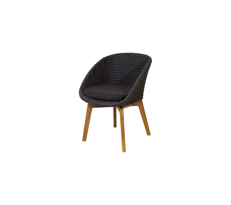 Peacock chair by Cane-line in Dark grey, medium flat Soft Rope w/teak, Dark grey, Focus – product photo 2 of 2