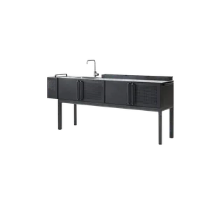 Drop kitchen module, main, incl. 3 shelves de Cane-line en Lava grey, aluminium, Multi colour, ceramic, Aucun – photo du produit 3 sur 3