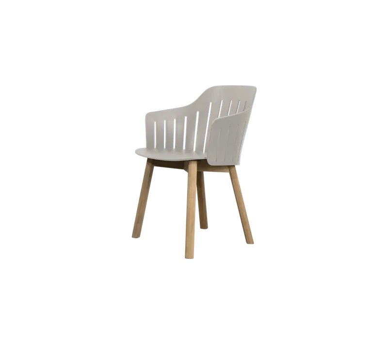 Choice chair with teak legs von Cane-line in Taupe, polypropylene, up to 98% recycled, Teak – Produktfoto