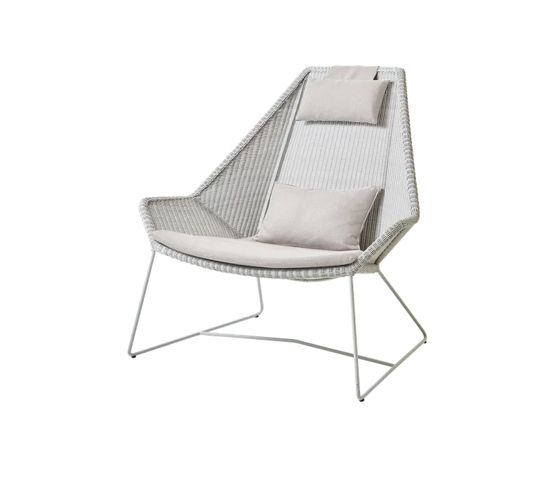 Breeze highback chair de Cane-line en White grey, small round Weave, Sand, Natté – photo du produit