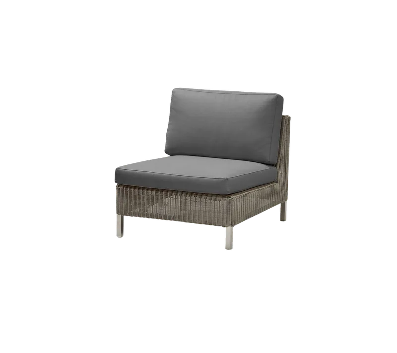 Connect single seater module by Cane-line in Taupe, large round Weave, Grey, Natté w/QuickDry & Airflow – product photo