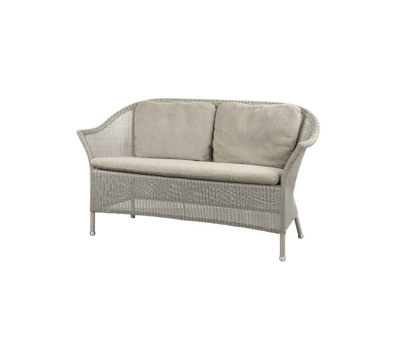 Lansing 2-seater sofa van Cane-line in Taupe, small round Weave, Taupe, Free, Taupe, Free w/2 cushions – productfoto