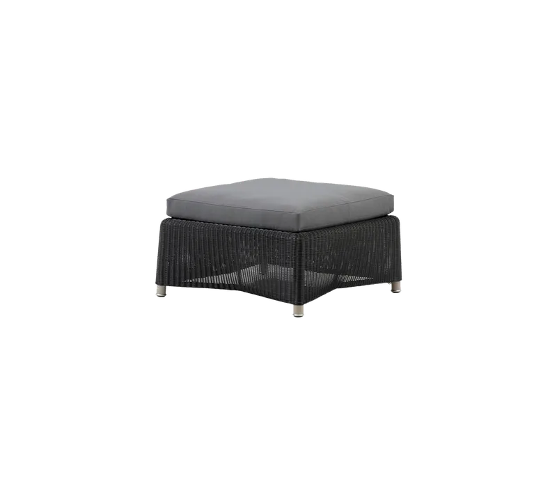 Diamond footstool by Cane-line in Graphite, small round Weave incl. grey Natté w/QuickDry & Airflow – product photo