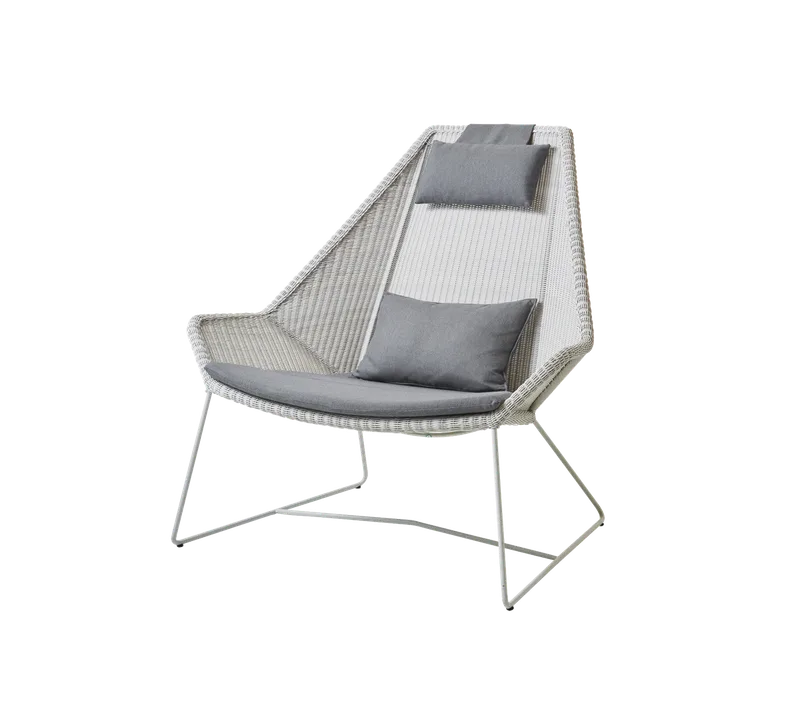 Breeze highback chair by Cane-line in White grey, small round Weave, Grey, Natté – product photo