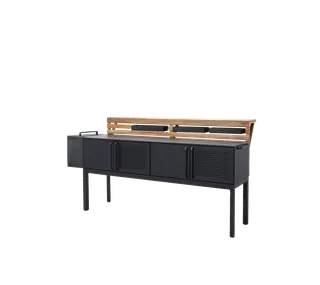 Drop kitchen module, main, incl. 3 shelves by Cane-line in Lava grey, aluminium, Fossil black, ceramic, Teak bar – product photo 3 of 3