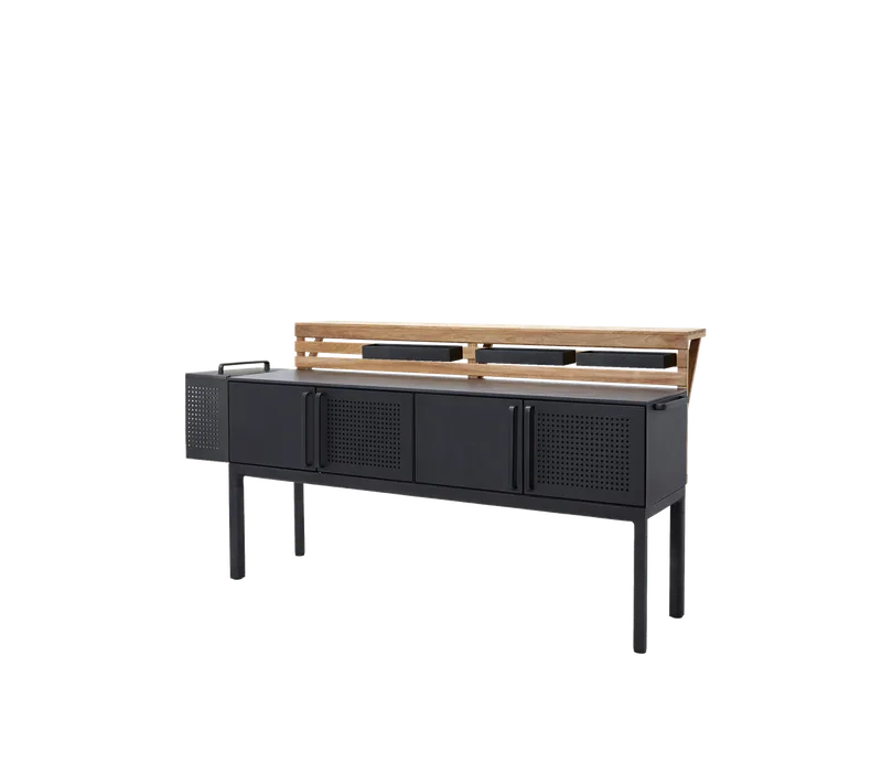 Drop kitchen module, main, incl. 3 shelves by Cane-line in Lava grey, aluminium, Fossil black, ceramic, Teak bar – product photo 3 of 3