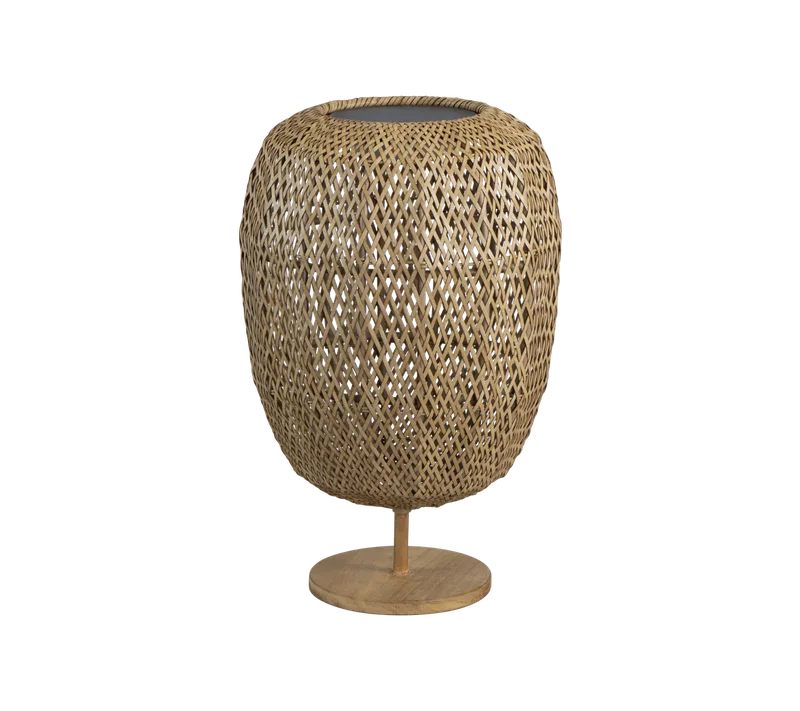 Illusion Glow table lamp, medium by Cane-line in Natural, mini cross Weave w/teak, Solar LED – product photo