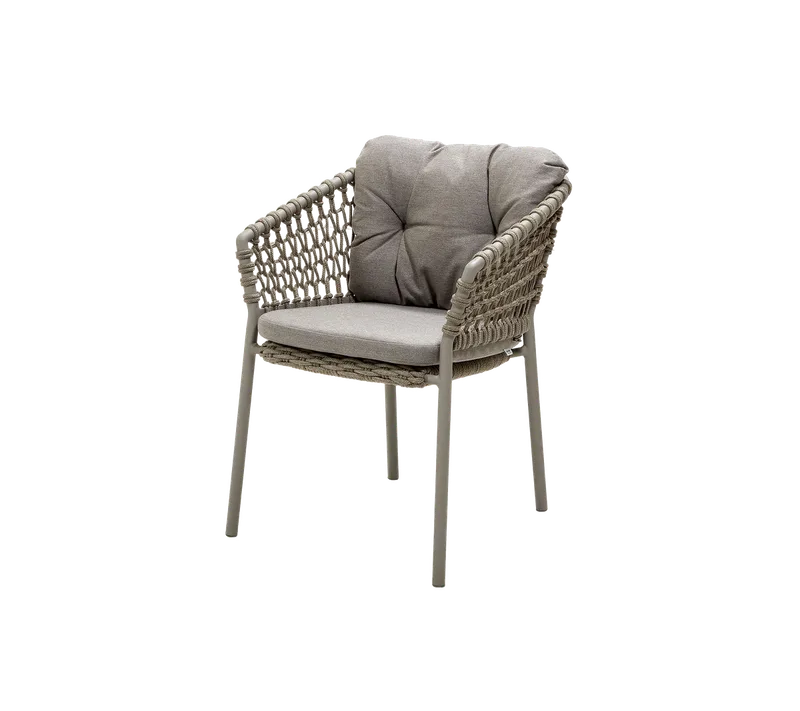 Ocean chair van Cane-line in Taupe, round open Soft Rope, Taupe, Natté – productfoto