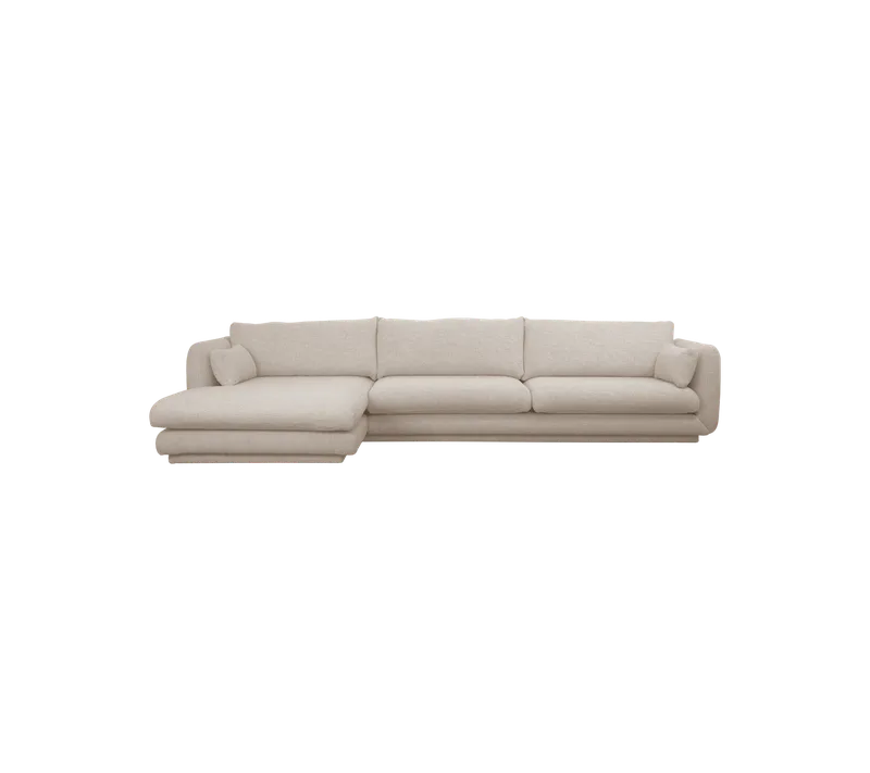 Bloom 3-seater sofa with chaise longue, right and plinth van Cane-line in Sand, Emmi – productfoto