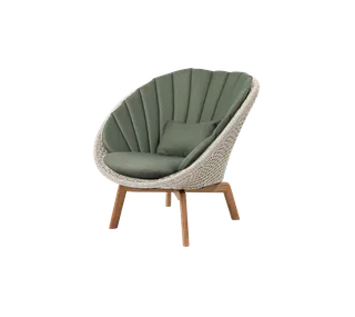 Peacock lounge chair by Cane-line in Sand, medium flat Soft Rope w/teak, Dark green, Link w/QuickDry & Airflow – product photo 2 of 2