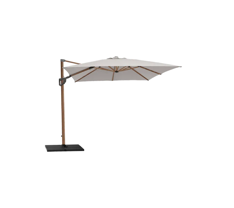 Hyde luxe hanging parasol, 3x4 m de Cane-line en Aluminium w/Dusty white fabric and wood look parasol pole, Grey, concrete – photo du produit