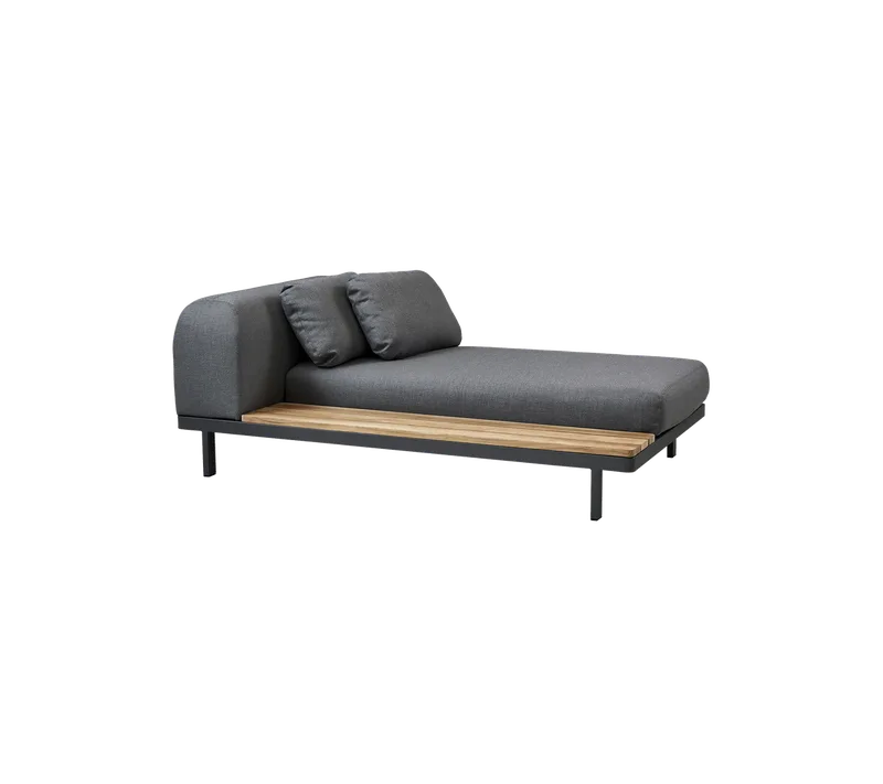 Space 2-seater module sofa van Cane-line in Grey, AirTouch w/QuickDry & Airflow, Teak, Grey, AirTouch w/QuickDry & Airflow – productfoto