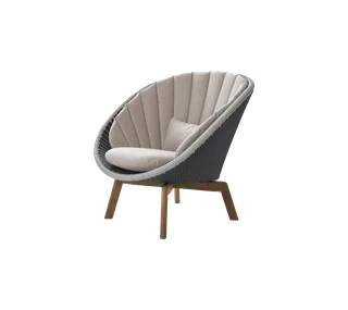 Peacock lounge chair by Cane-line in Grey/light grey, small flat peel Weave w/teak, Sand, Natté w/QuickDry & Airflow – product photo 2 of 2