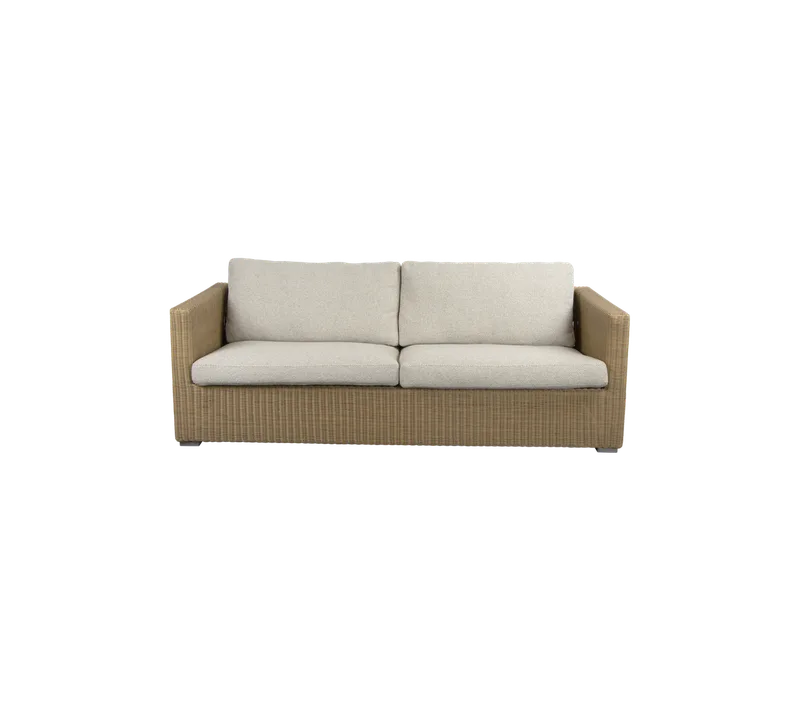 Chester 3-seater sofa van Cane-line in Natural, large round Weave, Desert sand, Rise w/QuickDry & Airflow – productfoto