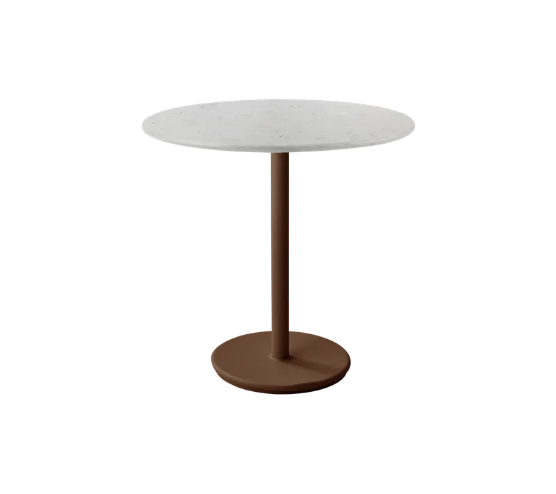 Go café table dia. 80 cm van Cane-line in Desert red, aluminium, Sand multi colour, HI-Core – productfoto