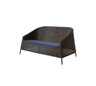 Kingston 2-seater sofa van Cane-line in Mocca, small round Weave, Blue, Link w/QuickDry & Airflow – productfoto 2 van 2