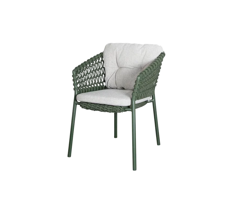 Ocean chair de Cane-line en Dark green, round open Soft Rope, Light brown, Wove – photo du produit
