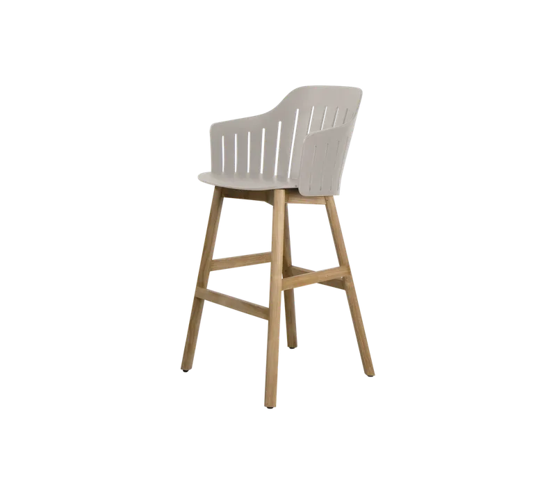 Choice bar chair van Cane-line in Taupe, polypropylene, up to 98% recycled, Teak – productfoto 2 van 2