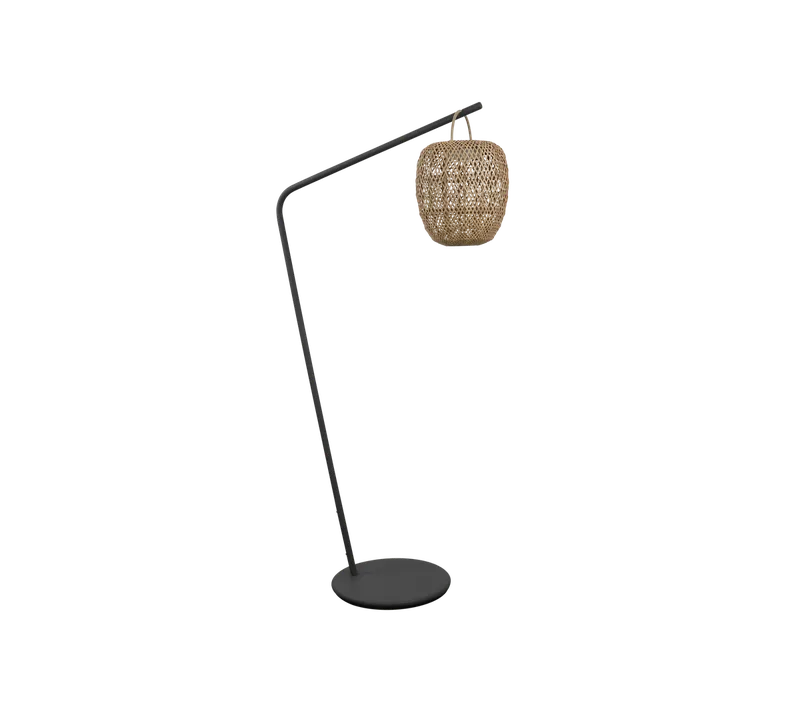 Illusion Glow lamp, hanging von Cane-line in Natural, mini cross Weave, Solar LED, Lava grey, aluminium – Produktfoto