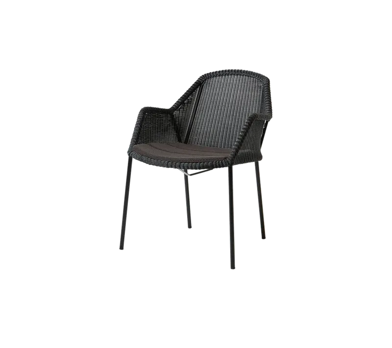 Breeze chair, stackable de Cane-line en Black, small round Weave, Dark grey, Focus – photo du produit