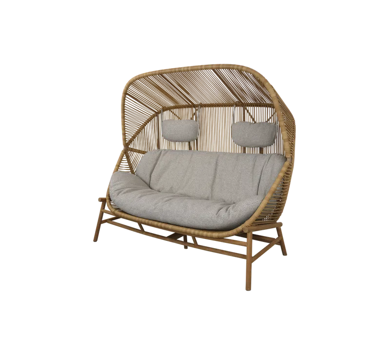 Hive 2-seater sofa van Cane-line in Natural, small round core Weave, Teak, Light brown, Rise w/QuickDry & Airflow – productfoto
