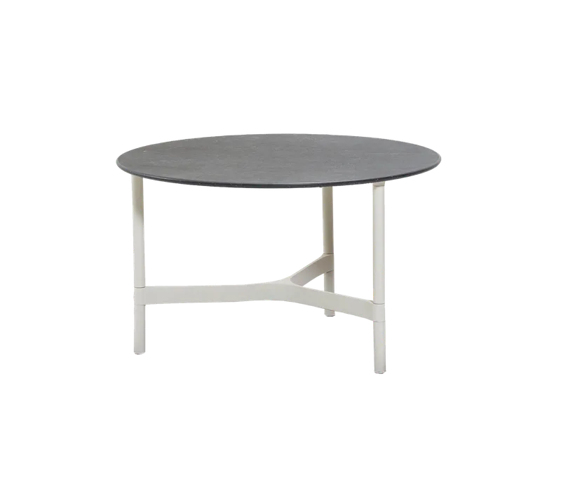 Twist coffee table, medium by Cane-line in Sand, Aluminium, Fossil black, ceramic – product photo