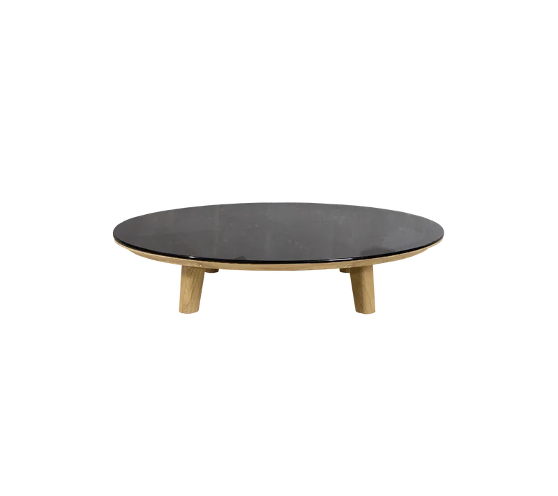 Aspect coffee table, dia. 144 cm van Cane-line in Teak, Smokey black, safety glass – productfoto