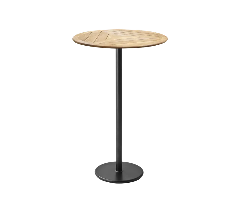 Go bar table dia. 80 cm de Cane-line en Lava grey, aluminium, Teak, geometric 80 cm – photo du produit