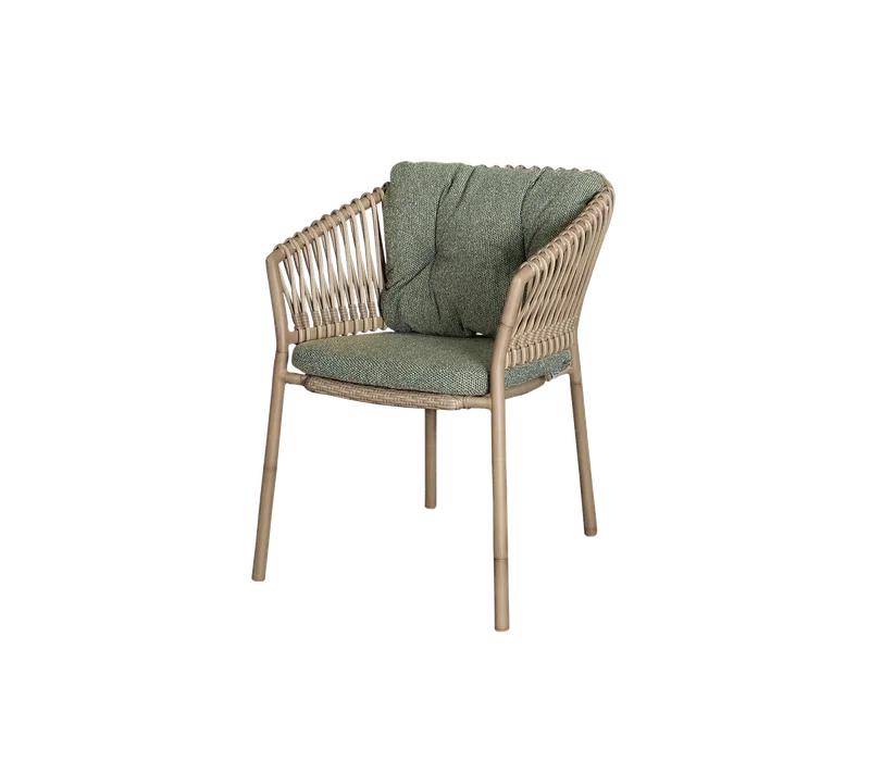 Ocean chair by Cane-line in Natural, aluminium w/natural, medium round sticks Weave, Dark green, Wove – product photo