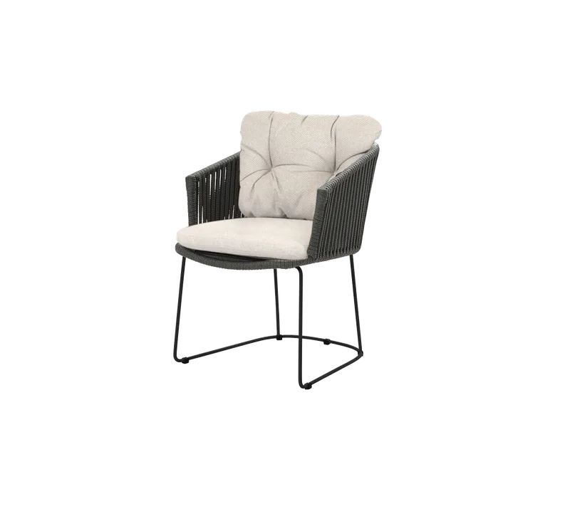 Moments chair by Cane-line in Dark grey, string open Soft Rope, Desert sand, Rise – product photo 2 of 2