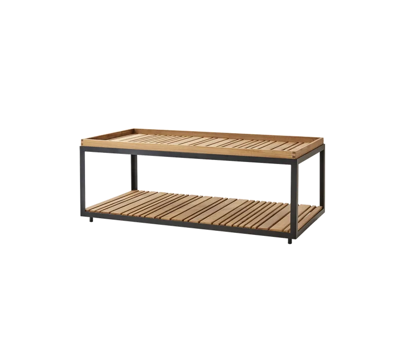 Level coffee table, rectangular van Cane-line in Lava grey, aluminium, Teak – productfoto