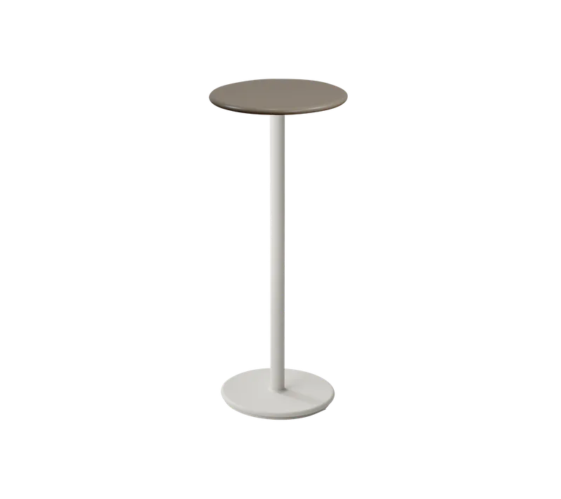 Go bar table dia. 45 cm van Cane-line in Sand, Aluminium, Taupe, semi glossy aluminium – productfoto