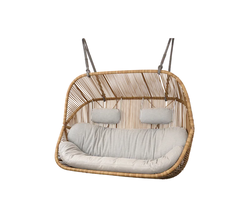 Hive 2-seater sofa van Cane-line in Natural, small round core Weave, Taupe, string Soft Rope, Sand, AirTouch w/QuickDry & Airflow – productfoto