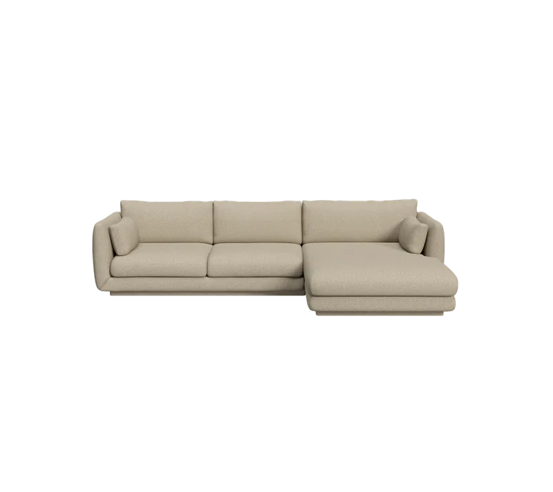 Bloom 2-seater sofa with chaise longue, left and plinth by Cane-line in Brown, Lola – product photo