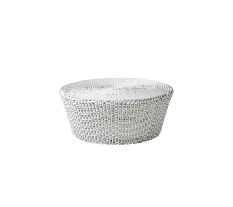 Kingston footstool, large von Cane-line in White grey, small round Weave, Ohne – Produktfoto