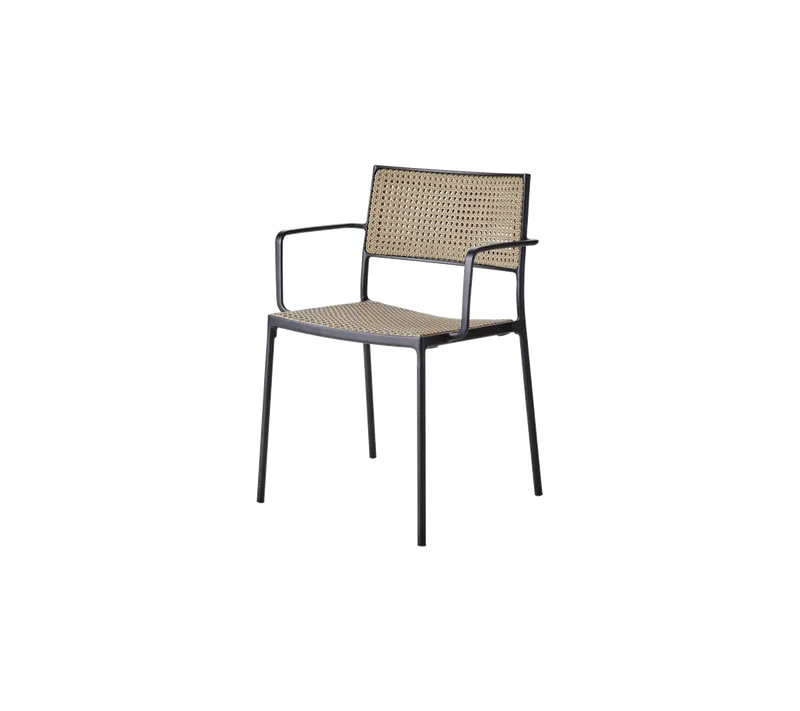 Less armchair van Cane-line in Natural, small french peel Weave w/lava grey aluminium – productfoto