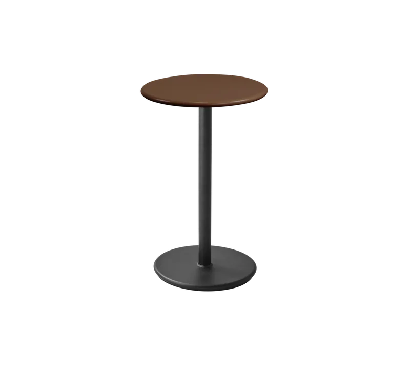 Go café table dia. 45 cm van Cane-line in Lava grey, aluminium, Desert red, semi glossy aluminium – productfoto