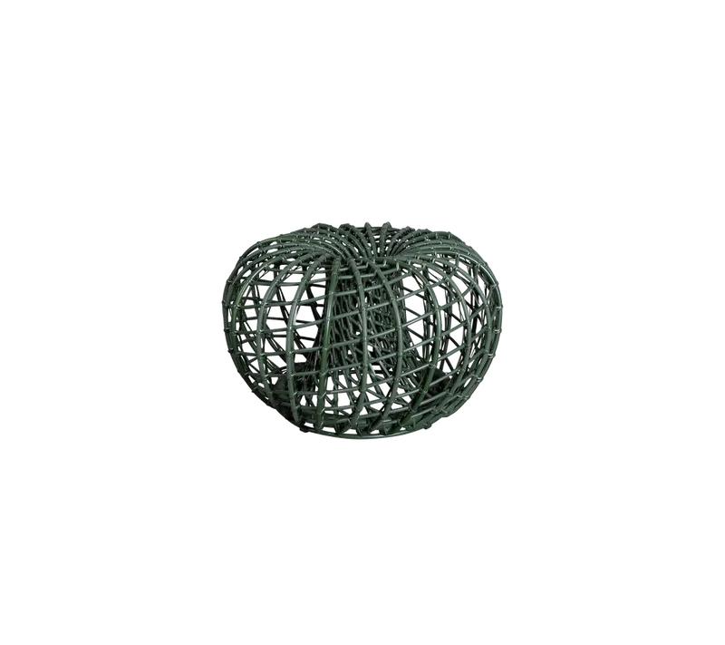 Nest coffee table/footstool, small by Cane-line in Dark green, aluminium w/dark green, medium round sticks Weave, None – product photo