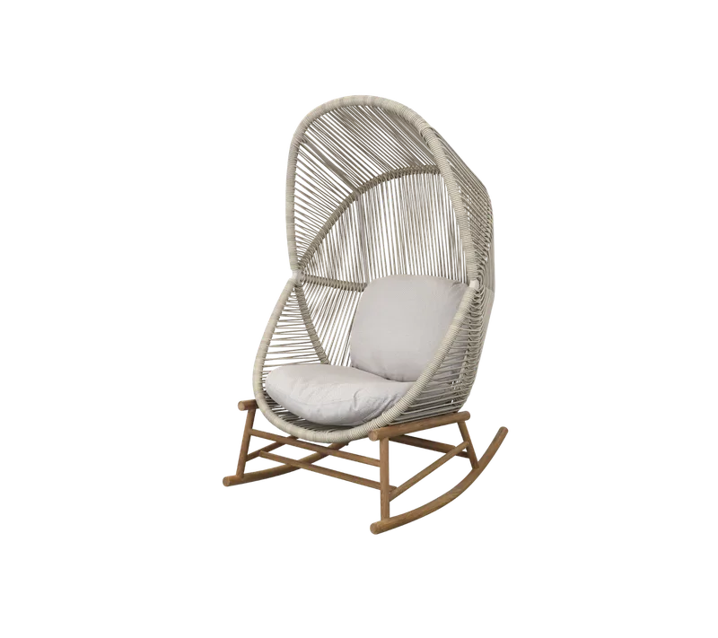 Hive rocking chair by Cane-line in Sand, small round core Weave, Teak, Sand, AirTouch w/QuickDry & Airflow – product photo