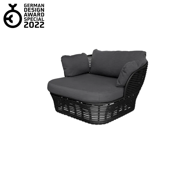 Basket lounge chair by Cane-line in Graphite, braid Weave w/grey AirTouch incl. QuickDry & Airflow – product photo