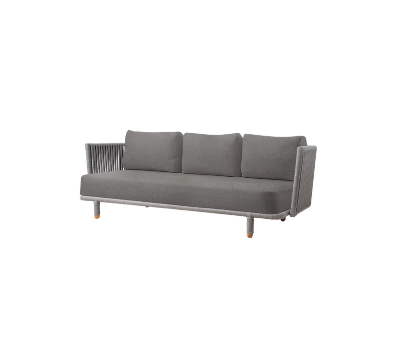 Moments 3-seater sofa de Cane-line en Grey, string open Soft Rope, Light brown, Essence – photo du produit