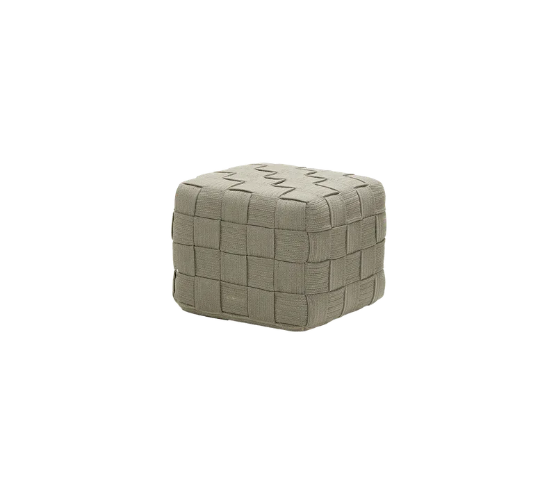 Cube footstool by Cane-line in Taupe, square Soft Rope w/QuickDry & Airflow – product photo